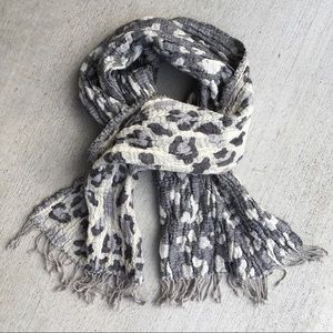 Tie Rack // metallic gray cream animal spots designer scarf
